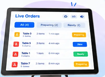 Tablet showing live orders